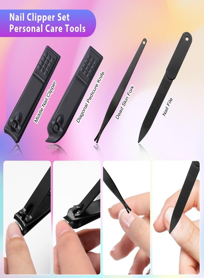 CGBE Nail Clippers Set, 12pcs Stainless Steel Nail Kit for Men, Manicure Set Pedicure kit for Mens Gifts - Black - Image 4